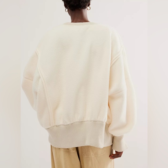 Free People Cozy Camden Cream white fuzzy sherpa sweater NWT - Picture 5 of 5